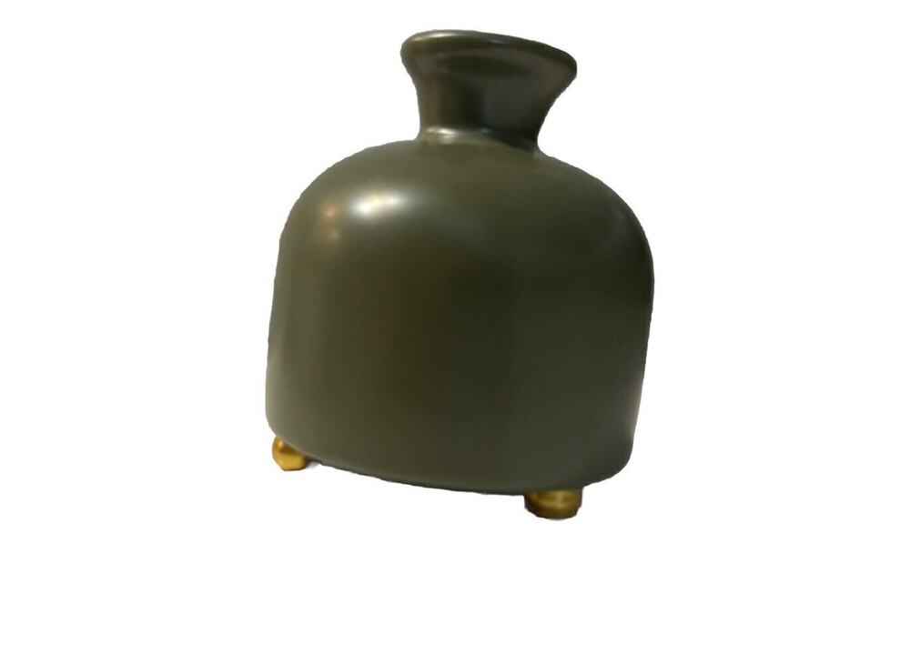 Hunter Green Vase Oil Diffuser Pot Small Gold Feet Home Decor Wicked